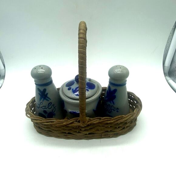 Vintage Salt Glaze Picnic Condiment Salt and Pepper Honey/mustard Germany? - Picture 2 of 5